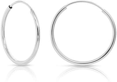 14k White Gold Round Endless Hoop Earrings - 10-18mm