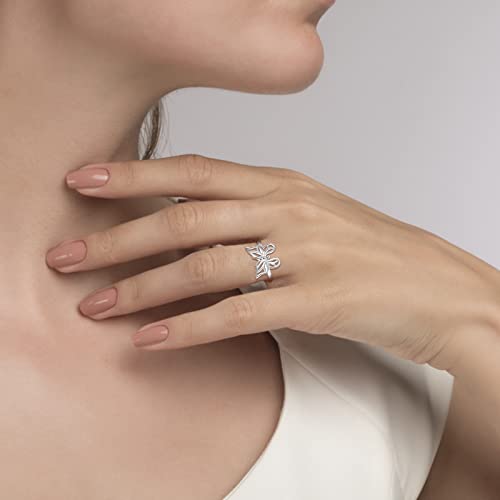 Simple Butterfly Rings for Women Sterling Silver Stackable Filigree Butterfly Ring Jewelry Teen Girl Wife Daughter Mom
