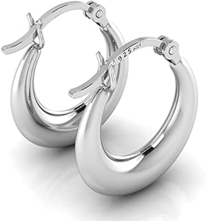 TURQNTAUPE Silver Hoop Earrings for Women, Hypoallergenic Sterling Hoops Earrings for Womens, Chunky Cute Jewelry for Sensitive Ears, Shrimp Hoop Earings for girls Everyday Wear