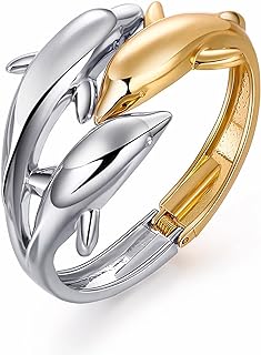 Magnetic Clasp Vintage Gold-Filled Snake Chain Bangle Bracelet for Women with Shiny Rhinestone Animal Lizard/Snake Design