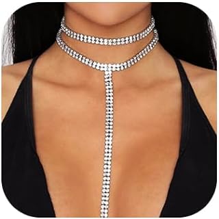 Sparkling Rhinestone Missgrace 2-Tier Choker Necklace, Alloy Cable Chain, Sexy and Elegant Accessory for Women and Girls