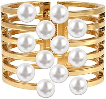 Box Chain Zinc Pearl Cuff Bracelet with Dainty Crystal Butterfly Flower Design for Women and Girls