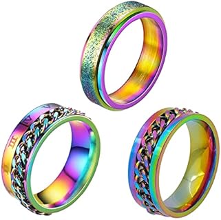 Stainless Steel Stress-Relieving Spinner Rings Set, Versatile Fidget Engagement Bands for Teens and Adults - Scratch-Resistant, No Noise Rotation Design