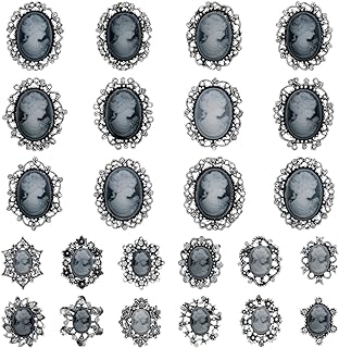 Lot 24pcs Crystal Rhinestone Flower Vintage Victorian Cameo Brooch Pin Set for Women