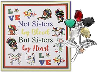 HOLLP OES Sorority Jewelry Not Sisters by Blood But Sisters by Heart Necklace Brooch Sister Gift for Sorority Women Girls With Card