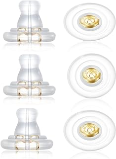 DSOMHZ 18K Gold-Colored Silicone Earring Backs, Ideal for Diamond Studs in Rich Gold Tone with Secure Locking & No-Irritation Hypoallergenic Material for Adults & Kids