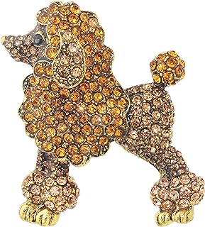 Charming Poodle Dog Brooch for Women with Dazzling Crystals and Butterfly Clasp - Fashionable Animal Pet Themed Ornament