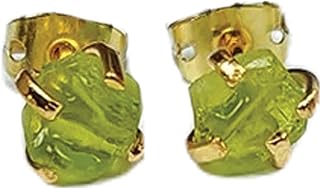 Tiny Raw Moldavite Quartz Gemstone Studs, Gold Plated Prong Stud Earrings, Healing Earrings, Tiny Green Gemstone Earrings, Gift For Her, Dainty Earrings, 5-6 MM BY CHARMSANDSPELLS