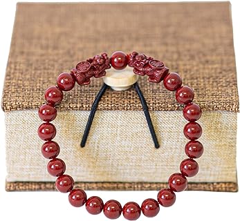 Cinnabar PiXiu Dragon Prayer Beads Bracelet with Double Safety Clasp for Men and Women, Red Luck-Attracting Feng Shui Jewelry with Unique Design