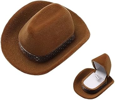 HomeSoGood's Creative Cow Engagement Ring Holder in Velvety Brown, Portable Cat-Shaped Cowboy Hat Jewelry Box for Women, Ideal Valentine's Day or Wedding Gift (B14)