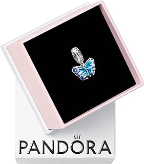 Pandora Blue Murano Glass Butterfly Dangle Charm - Bracelet Charm Moments Bracelets - Stunning Women's Jewelry - Sterling Silver & Murano Glass with Cubic Zirconia - With Gift Box