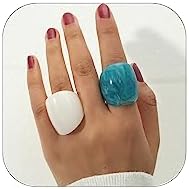 Multicolor Resin Statement Ring Set with Trendy Y2K Aesthetic Designs for Women and Teen Girls