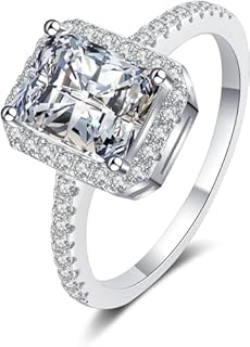 Certified White Gold 3 Carat D Color VVS1 Radiant Cut Diamond Engagement Ring for Women - Anniversary Promise Statement Wedding Band