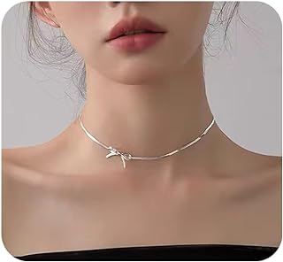Gold Bow Choker Necklace for Women Bow Jewelry Dainty Gold Plated Snake Chain Bowknot Necklace for Girls Christmas Jewelry Gift