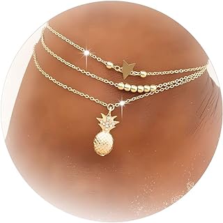 Gold Pineapple Ankle Bracelet for Women Adjustable Layered Anklets Silver Beaded Ankle Bracelets Summer Beach Anklet Foot Jewelry Gift for Girls