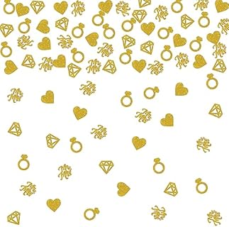 Gold Glitter Mr & Mrs Confetti, Wedding/Engagement/Proposal Party Supplies, Diamond Ring Table Decoration Scatters, 120 Pcs