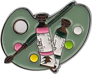 Stainless Steel Artist Palette Brooch Pin with Pin Clasp for Art Enthusiasts - Paint Palette Design