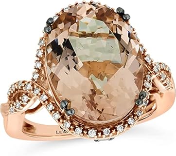 Le Vian 1/4 Carat Brown Diamond and Oval Morganite Halo Engagement Ring for Women in 14k Rose Gold, Promise Anniversary Ring Sizes 5 to 10, VS2-SI2 Quality