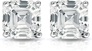 2.04Ct Asscher Cut Diamond Studs 14k White Gold Lab Grown Earrings