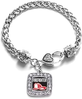 Inspired Silver - Silver Square Charm Bracelet with Cubic Zirconia Jewelry