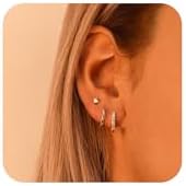 Stud Earrings for Women,Dainty Gold Earrings 14k Gold Plated Cartilage Earring Set Hypoallergenic CZ Butterfly Heart Earrings Trendy Small Hoop Earrings Gold Jewelry for Women Girls Gifts