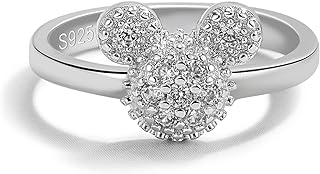 Mickey Mouse 925 Sterling Silver Brooch with Cubic Zirconia for Women, Fun and Elegant Design