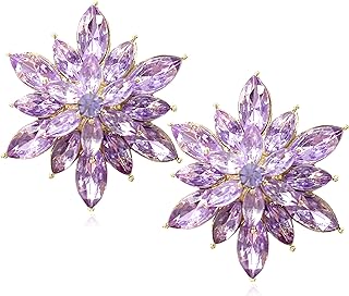 Crystal Flower Burst Stud Earrings - Elegant Hypoallergenic Large Big Sparkly CZ Cubic Zirconia Rhinestone Daisy Sunflower Floral Cluster Flower Stud Earrings Bridal Wedding Party Prom Costume Jewelry for Bride Bridesmaids Women Girls Birthstone Birthday Gift