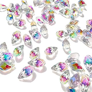 Hicarer 200 Pieces Teardrop Chandelier Crystal Pendants 6 x 12 mm AB Color Rainbow Crystal Beads for Chandelier Jewelry Making DIY Project Earring Necklaces Bracelets