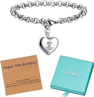 Lcherry Happy Birthday Bracelets for Girls Heart Charm Birthday Bracelets for Women Birthday Gifts for Women Girl 8th 10th 11st 12th 13th 16th 21th 25th 30th 40th 50th 60th 70th