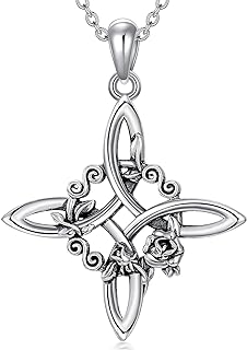 Celtic Witches Knot Pendant Necklace in Hypoallergenic 925 Sterling Silver with Lobster Claw Clasp and Cable Chain - Perfect Good Luck Gift for Women and Girls