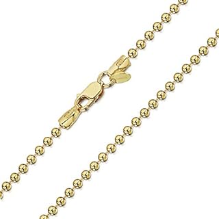 Amberta 18K Gold Plated on Sterling Silver 2 mm Ball Chain Necklace Various Styles