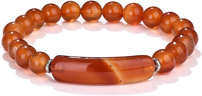 Nana's Natural Agate Gemstone Strand Bracelet with Bead Chain & Elastic Rope Clasp - Unique Alloy Steel Crystal Beaded Jewelry Gift for Women