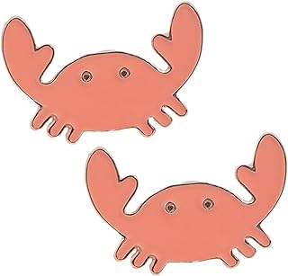 Vintage Alloy Crab Brooch - LIFKOME Dual Piece Cartoon-Style Pin, Lightweight Women's Costume Jewelry with Pink Accents, Ideal Gift