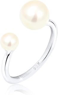 Bagues Elli Pour Femmes, Perles de Culture d'Eau Douce en Argent Sterling 925, Taille 54, Élégance et Artisanat de Bali, Idéal pour Mariages