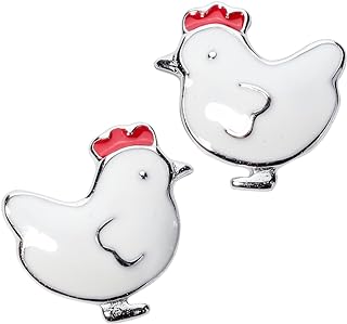 YACQ Women's Hen Hypoallergenic Stud Earrings - 925 Sterling Silver & Enamel - 3/5 inch - Ultra Light