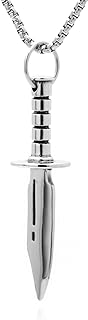 Xusamss Punk Rock Stainless Steel Knife Pendant Sword Necklace