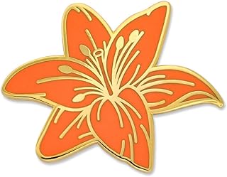 Butterfly Clasp Orange Tiger Lily Flower Enamel Pin with Base Metal for Style Enthusiasts