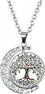 Tree Of Life Moon Pendant Necklace Jewelry For Women Teen Girls