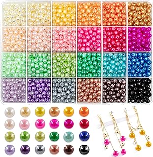 Premium Acrylic Pearl Beads by JHYlilia - 6mm, 24-Color Set for Jewelry & Crafts - Perfect for Necklaces, Bracelets, Handcrafted Round-Spacer Beads - Quality & Versatile Crafting Beads