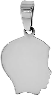 Spring Ring Clasp Boy Silhouette Charm Bracelet in Sterling Silver for Women, 13/16 inch tall - Optional Chain, Without Gemstone