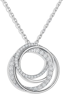 Lobster Clasp Moissanite Choker Necklace with Cable Chain, Sterling Silver 925, Anniversary/Valentine's Day Gift for Women - Interlocking Circle Design