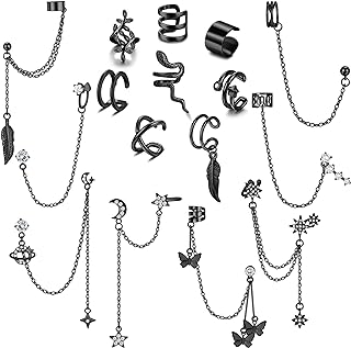 Jstyle Ear Cuff Earrings for Women Cuff Chain Earring Clip On Helix Cartilage Wrap Cuff Earring Non Pierced Adjustable