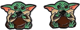 Zinc Alloy Star Wars Yoda Baby Stud Earrings with Push Back Design for Men, Women, and Girls