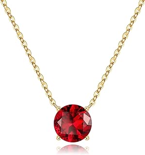 S925 Sterling Silver Garnet Bead Necklace for Women - Box Chain Pendant Accessory for Birthdays, Mother’s Day, Anniversaries