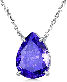 Birthstone Necklace for Women Sterling Silver Choker Pendant Necklace with Crushed Ice Jewelry Birthday Anniversary Valentines Mothers Day Prom Gifts for Her Girls Mom Wife