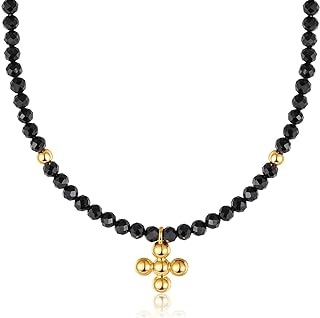 Black Spinel Necklace Pearl Choker Necklace Choker Necklace for Women Dainty Pearl Necklace Black Choker Necklace Black Bead Necklace Black Choker Gold Cross Necklace