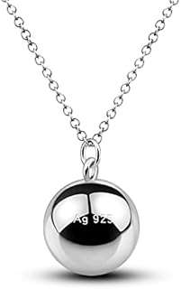 925 Sterling Silver Harmony Ball Pendant Necklace with Rounded Box Chain or Beads & O-Chain, Ball/Spring Ring/Lobster Claw Clasp, 18-26" Length, Perfect Gift for Women, Teens, and Pets