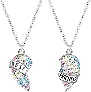 Collier d'Amitié pour 2 Filles, Cœur Pendentif en Alliage avec Chaîne de 45+5cm, Ensemble de Cadeaux Parfait pour Noël ou Anniversaire