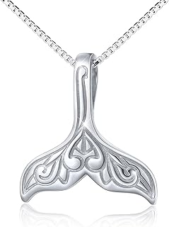 Ladytree S925 Sterling Silver Jewelry Dolphin Mermaid Tail Pendant Necklace, Box Chain,18 inches