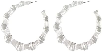 Acrylic Bamboo Hoop Earrings 80s 90s Large Transparent Hoops Earrings Statement Earring Retro Jewelry Gift for Women Girls